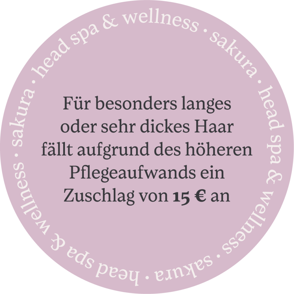 sticker with text "head spa & wellness" and numbers of the price, transparent background, light pink color, white letters, round shape, in style of adobe illustrator vector art, add to it small black sakura tree logo on top right corner
